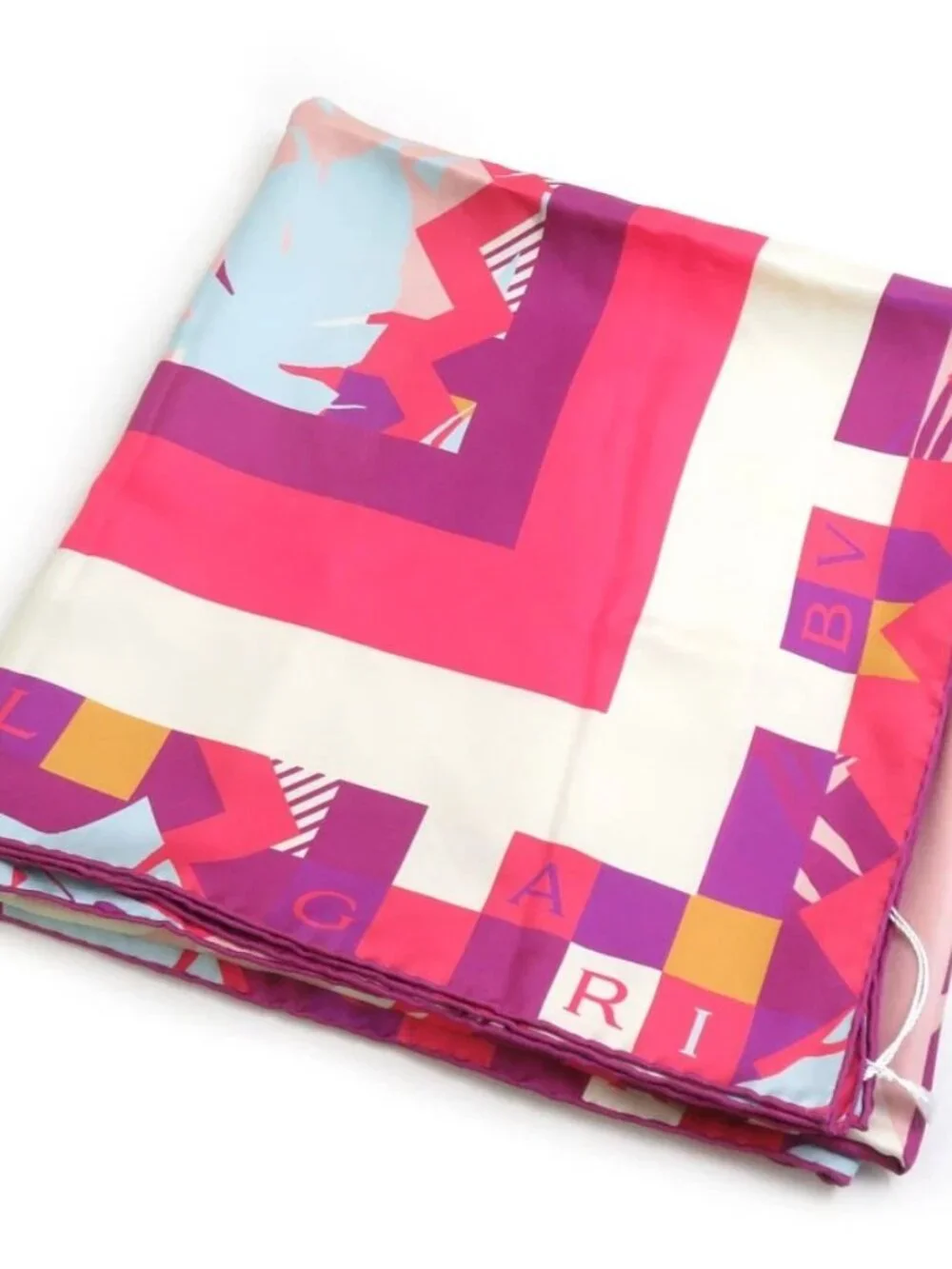 Auth BVLGARI Scarf Multicolor Silk
